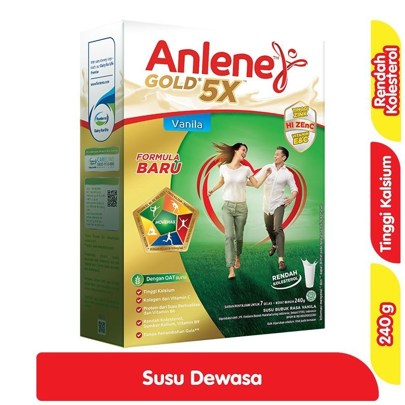 

Anlene Gold 5X Susu Bubuk Dewasa Vanila 240 g - Tulang, Sendi & Otot