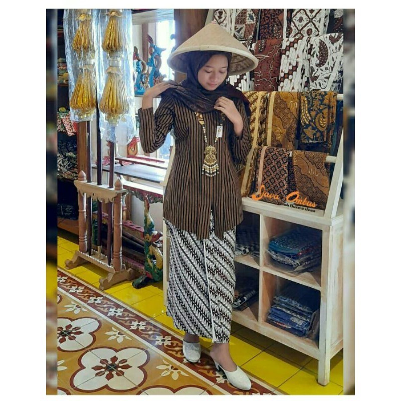 LURIK JAWA Setelan Kebaya Lurik Dewasa / Kebaya + Jarik Instan / Kebaya Lurik Kutubaru