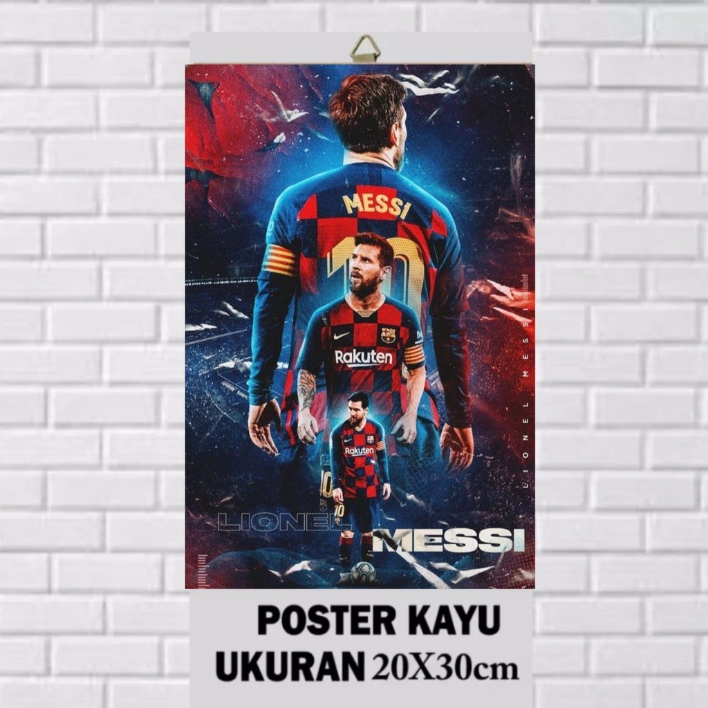 POSTER KAYU LIONEL MESSI/POSTER PEMAIN BOLA/FOTO LIONEL MESSI/POSTER KAYU/UKUIRAN 20X30/POSTER PAPAN