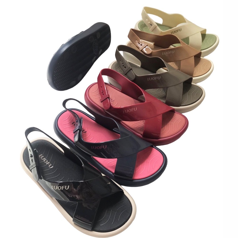 HY76JI90 LUOFU Sandal Tali Belakang Selop Silang Eva Wanita E7212-SKTL6W (H03)