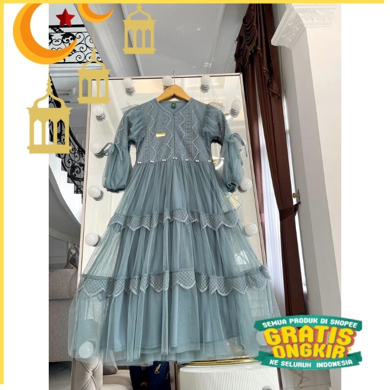Gamis Hasya mutiara dress Pesta Anak Perempuan Dress Bahan Brukat mix Tille/COD/gamis anak/gamis cou