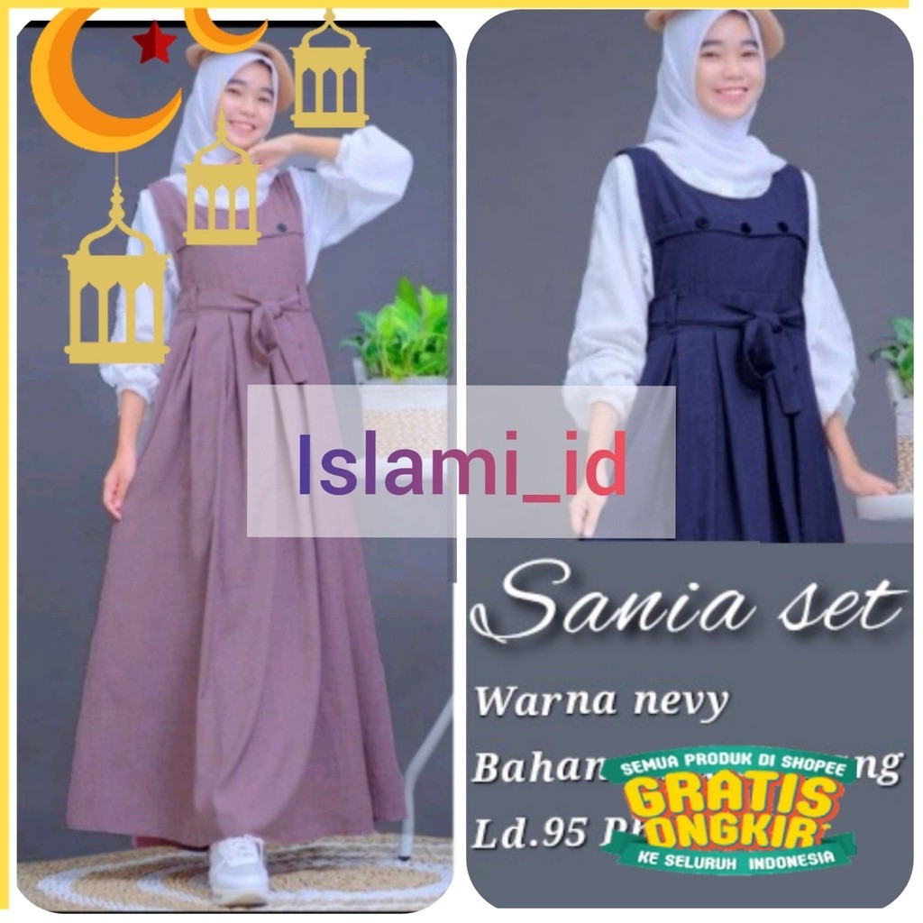 Saniakidz Gamis Katun Anak Remaja Tanggung Perempuan Islami  Putih maroon grey navy pink dusty ..../