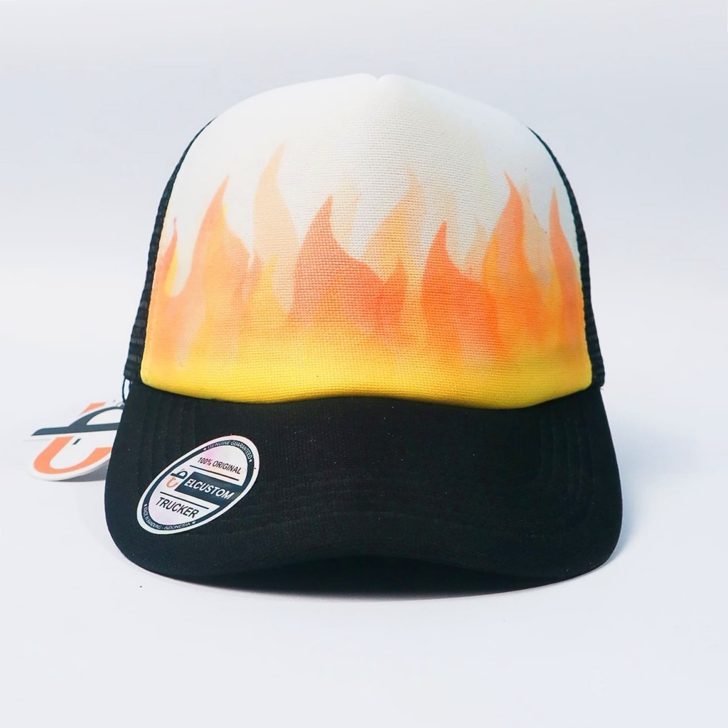 FLAT FIRE - Topi Jaring Airbrush / Topi Custom/  Tiedye/ Topi Premium / Topi Trucker / Topi SMA / To