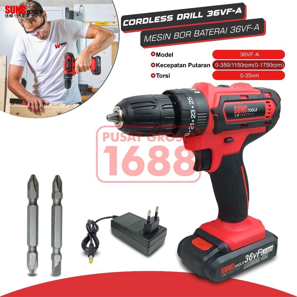 Mesin Bor Baterai 36V Cordless Drill 36VF