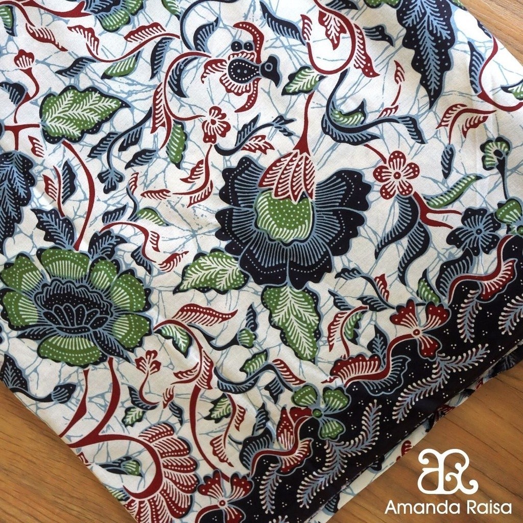 Kain Batik Meteran Potongan Motif Kembang Lawasan Hijau