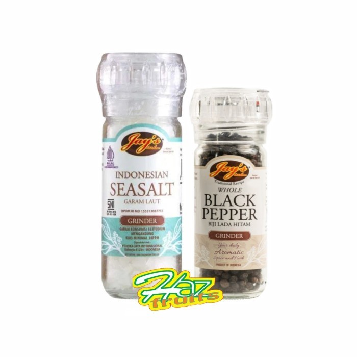 

Jay's Gringer Sea Salt 100g | Whole Blackpepper 50g | Garam Konsumsi