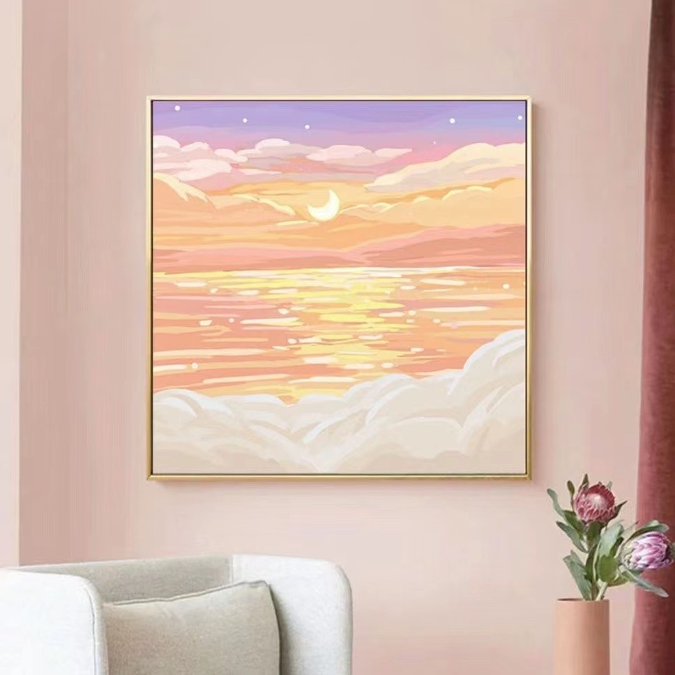 

DIY Paint By Number 20CM Kit 1 Set Kanvas Lukis Nature Bunga Series DIY Paint By Number With Frame