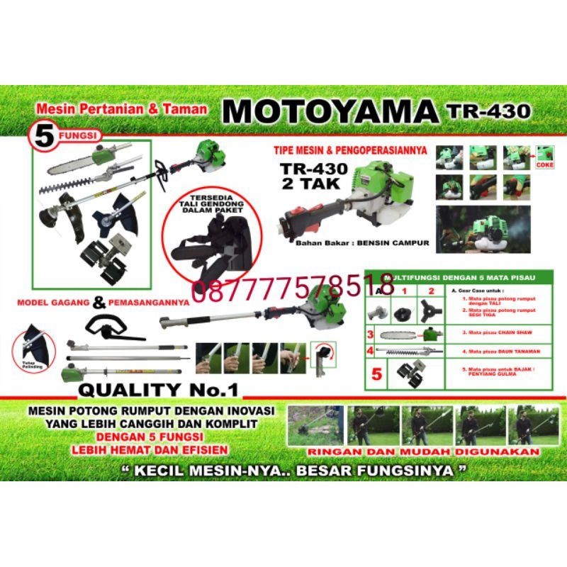 Mesin Potong Rumput Motoyama TR 430  5 IN 1