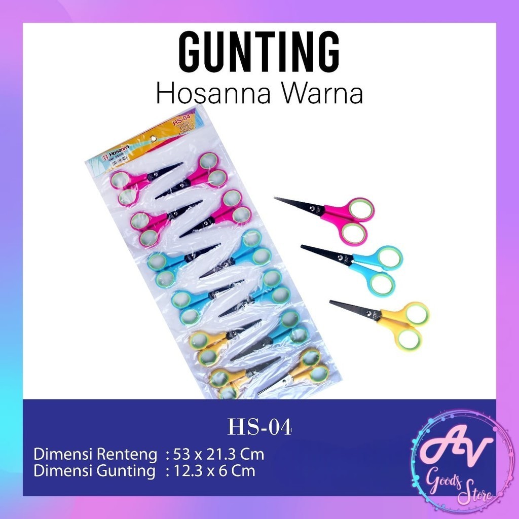 

Gunting Hosanna (12pcs/renteng) / 1Lusin Gunting Stainless Pastel Hosanna / Gunting Kertas / Gunting Sebaguna