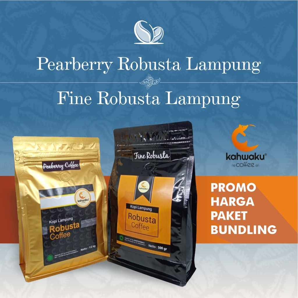 

Paket Kopi Robusta Lampung Premium: 500gr Peaberry & 500gr Fine, Roasted/Bubuk – Terbaik, Aroma Khas
