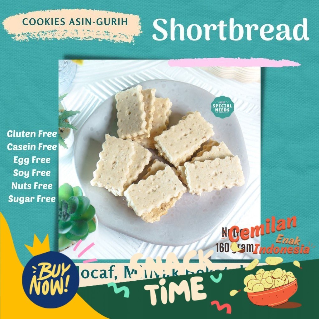 

Special Diskon SHORTBREAD 200g - Savory No MSG, Gluten Free, Casein Free, Sugar Free, Egg Free - Diet Special Needs