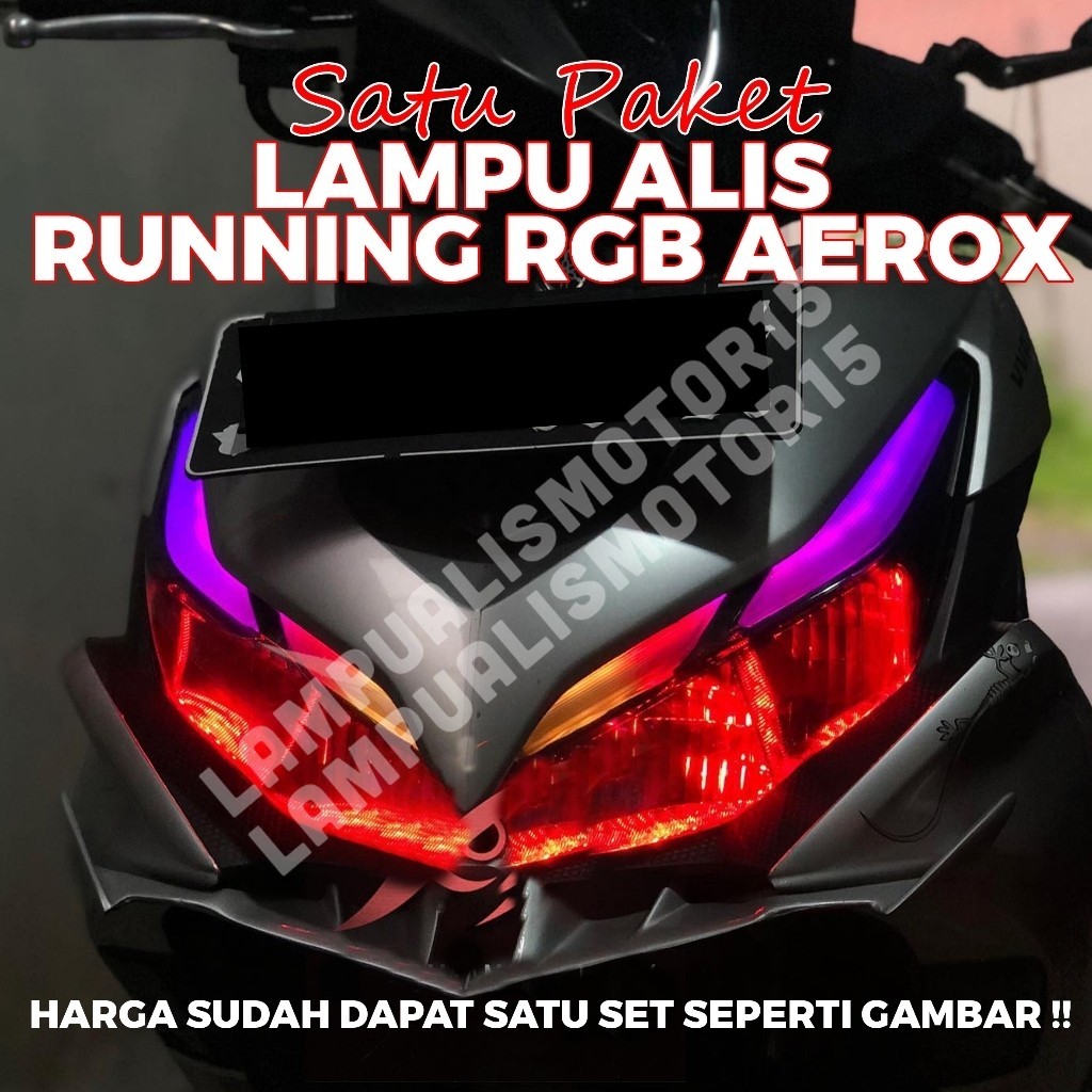 lampu alis running rgb yamaha aerox gratis demon eye / lampu depan aerox rgb free devil  eye / lampu