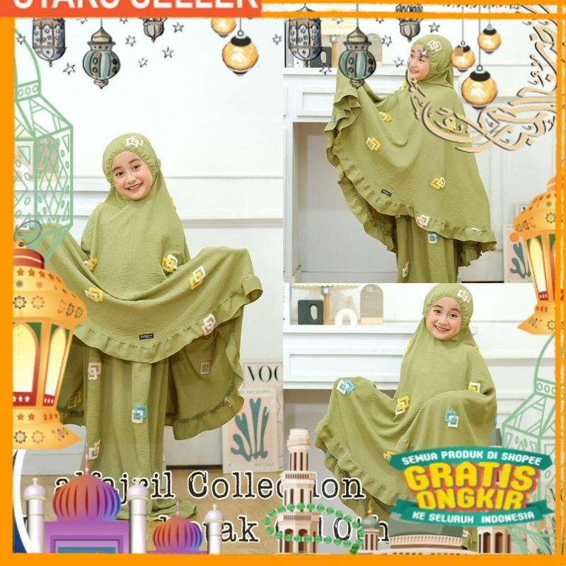 (COD) MUKENAH ANAK PEREMPUAN USIA 6-10 TAHUN CRINGKLE MOTIF KOTAK ALFAJRIL Mukena Kringkel Anak Tang