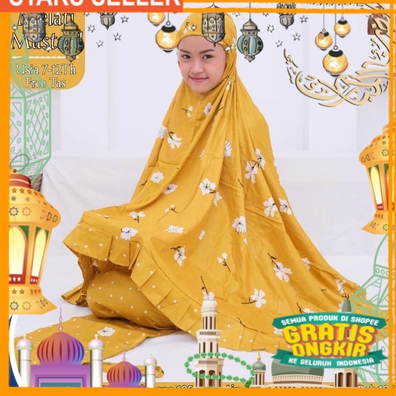 MUKENA ANAK TANGGUNG MOTIF RAYON || MUKENA MOTIF RAYON ANAK TANGGUNG/ Pink Dusty Fanta Merah muda