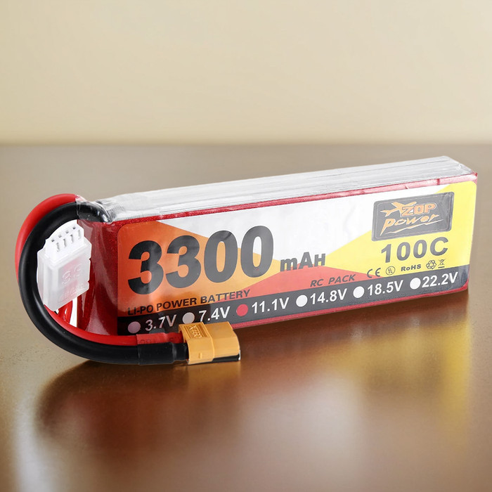 Lipo Battery ZOP Power 11.1V 3300mAh 100C 3S XT60 for RC Plane Drone