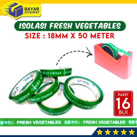 

[Paket 16 Biji] Lakban Isolasi Selotip FRESH VEGETABLES Buah Sayur (18mm x 50 Meter)