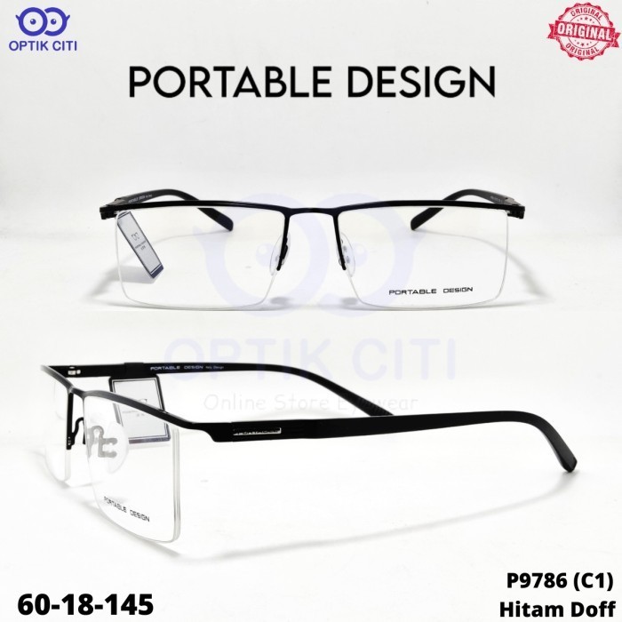 Frame Kacamata Pria Size Lebar Half Portable Design P 9786 Original