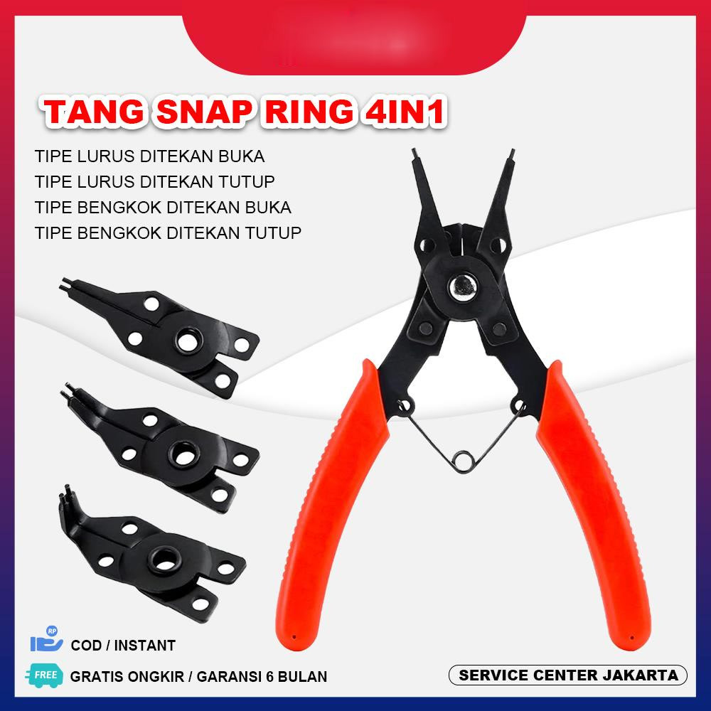 

JLD Tang Snap Ring 4in1 Circlip Tekan Buka Tutup Bengkok Tang set komplit murah Alat Pasang Ring Snap
