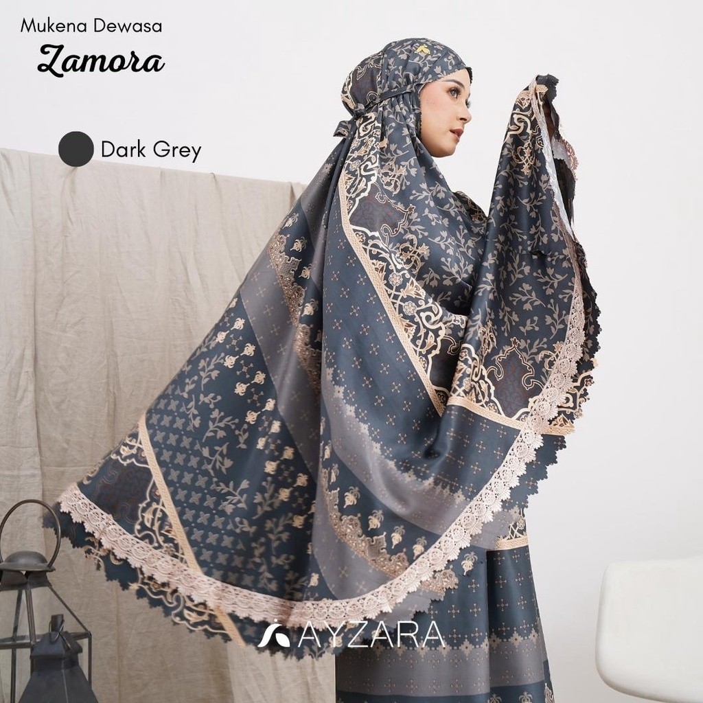 Ayzara - Mukena Dewasa Zamora Maxmara Silk Tas Premium Motif