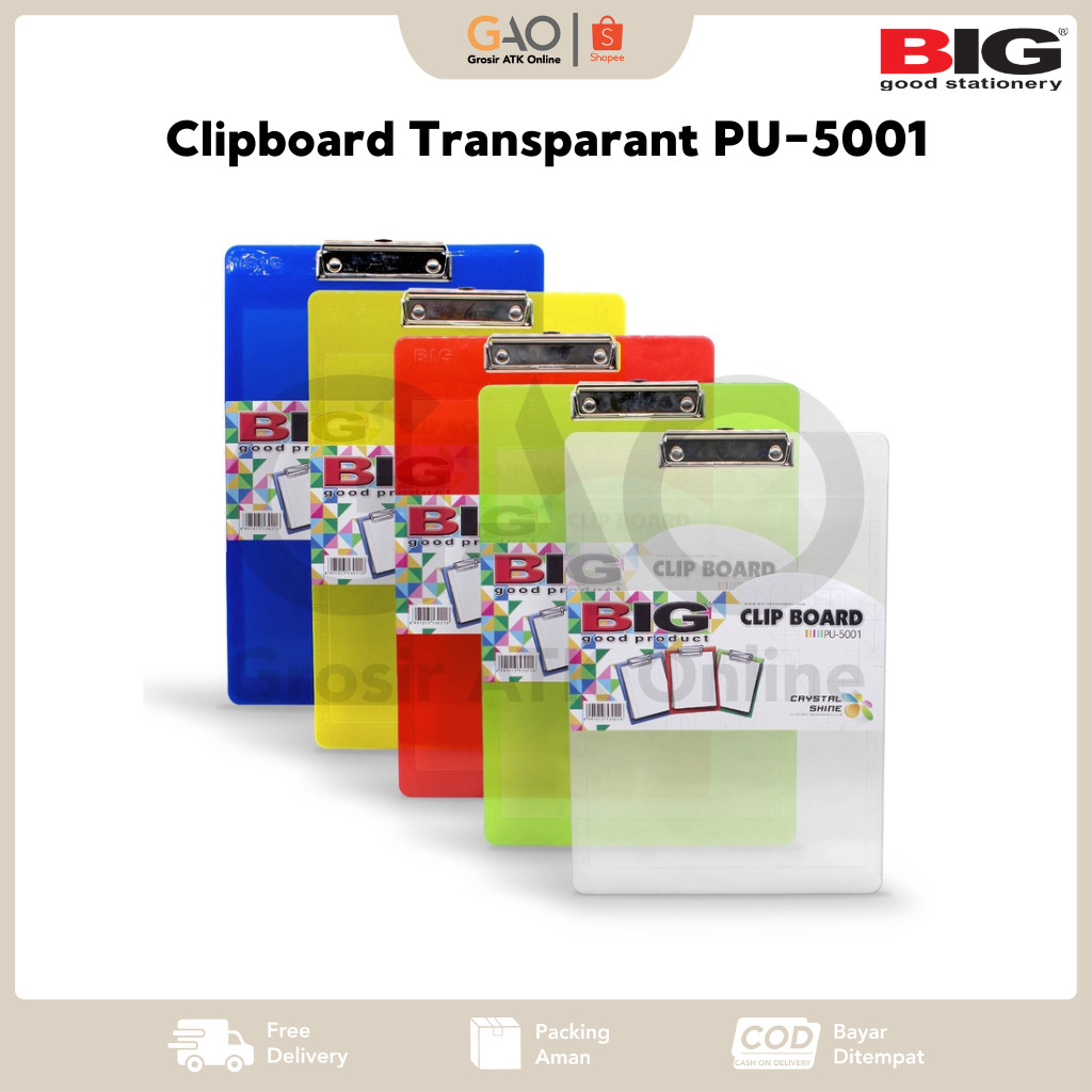 

Clipboard Transparant BIG PU-5001 Papan Klip Transparan PU-5001