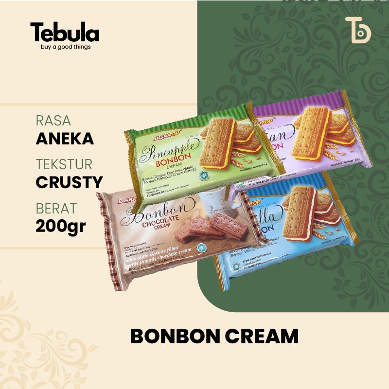 

[ TEBULA ]- BISKITOP BONBON 200gr Biskuit Kue Kering Anak Dewasa Enak Renyah Biscuit Rasa Coklat Durian Nanas