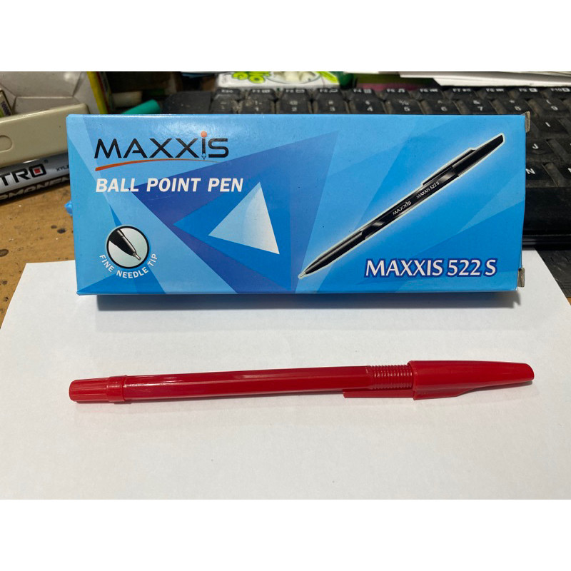 

12pcs Ball Pen Pulpen Pena Maxxis 522S Ballpen Merah Hitam Bolpen