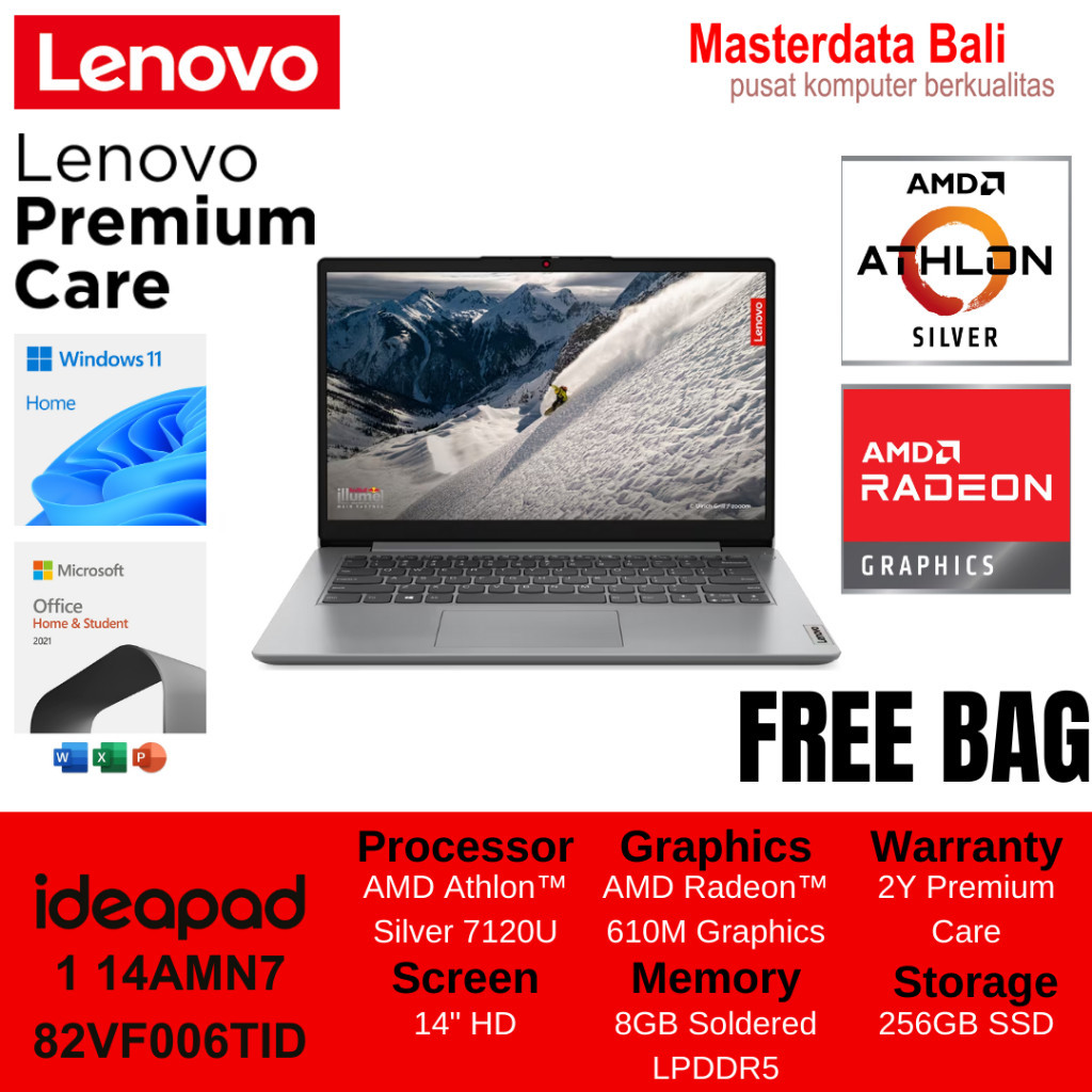 FROMO SPESIAL SHOP Laptop Lenovo IdeaPad 1 14AMN7 AMD Athlon 14 FHD W11Home OHS 2021