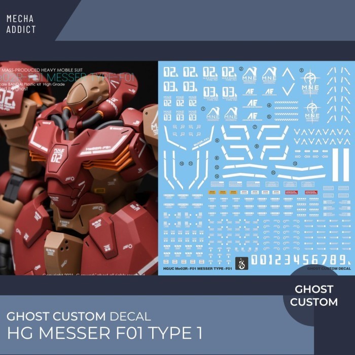 Water Slide Decal HG Messer F01 Type 1 by Ghost Decal
