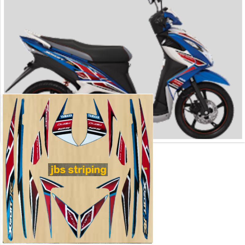 Stiker xeon striping  Yamaha Xeon RC biru merah tahun 2013 2014