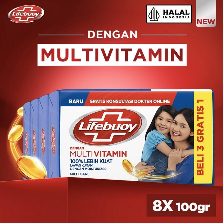 Lifebuoy Sabun Batang Mild Care 4x100 g x2