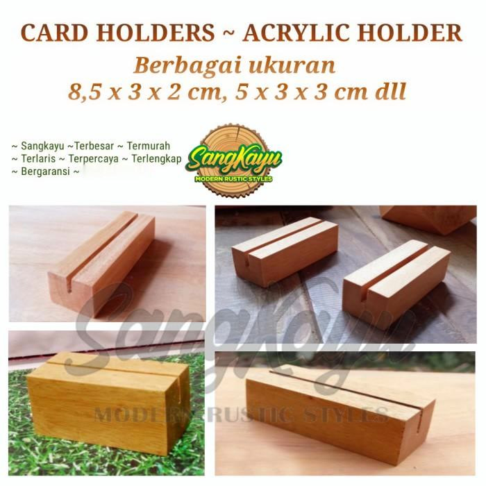 

Wooden Card holders Card stand dudukan kartu Rustic card holder - 7 x 3 x 2 cm