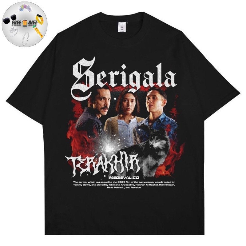 [FREE GIFT] KAOS BAJU SERIGALA TERAKHIR Vintage - Tshirt Oversize Black - MEDIEVAL - film series - t
