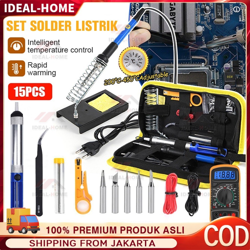 Paket Solder Listrik Lengkap Set Solder Listrik Lengkap dengan Multimeter Iron Tool Kit 220V 60W/Sol