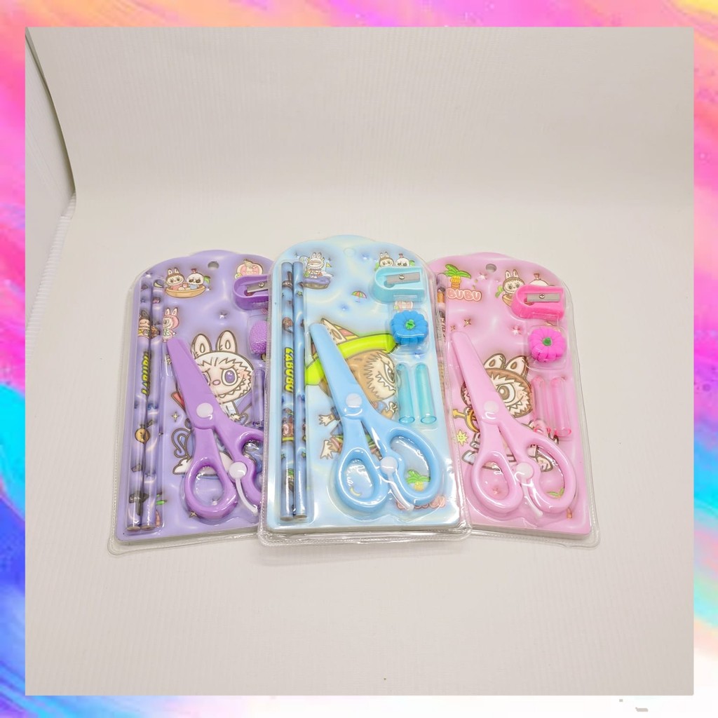 

set mika fancy karakte / alat tulis set anak sekolah penghapus penggaris serutan -GF0524