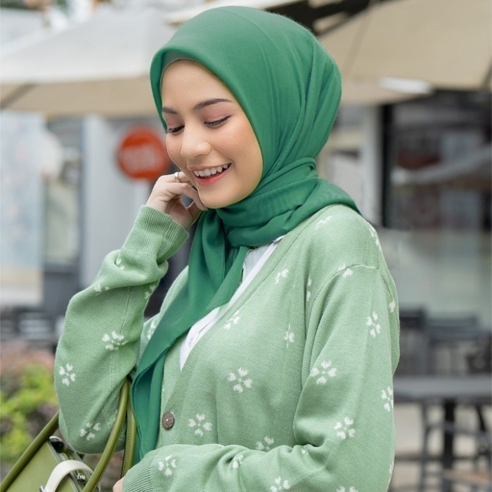Nibras Hijab Nandini Klim Warna Hijau Toska Jilbab Segiempat Branded - Hijau Tosca