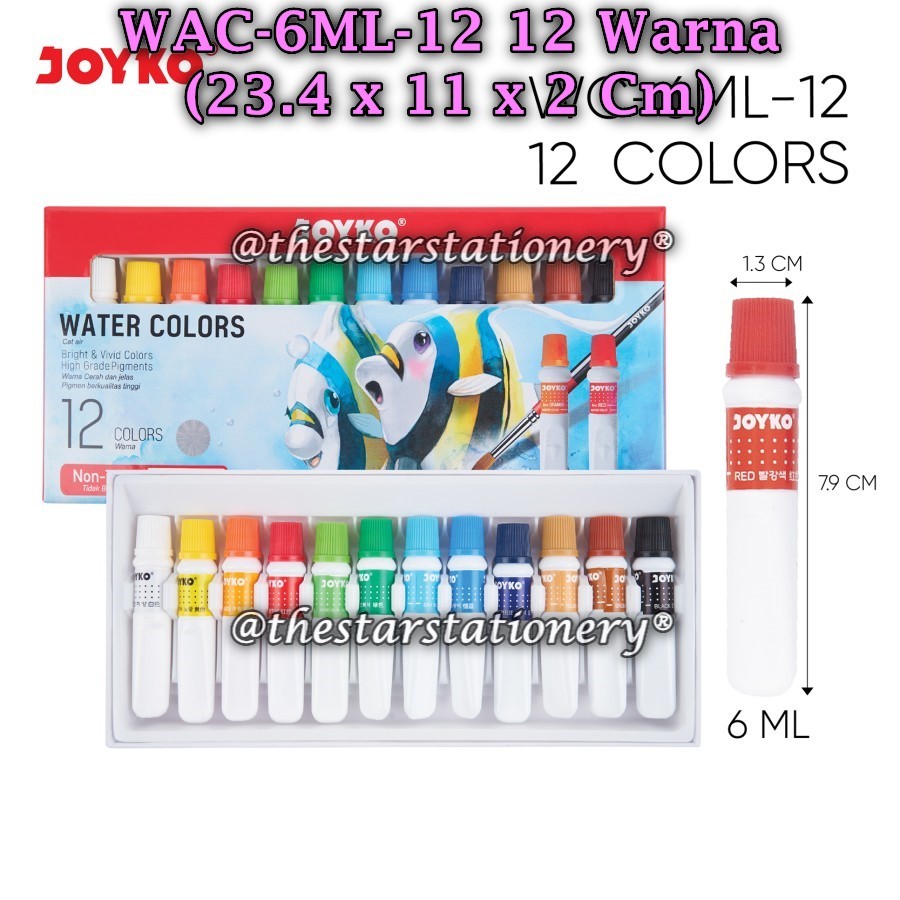 

(1 Set) GROSIR Cat Air JOYKO WAC-6ML-12 12 Warna / Cat Air Water Color Joyko WAC-6ML / WAC-6