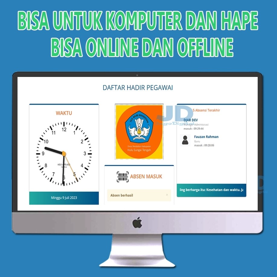 Aplikasi Absensi Siswa dan guru dengan Barcode Berbasis Web bisa online atau offline gand