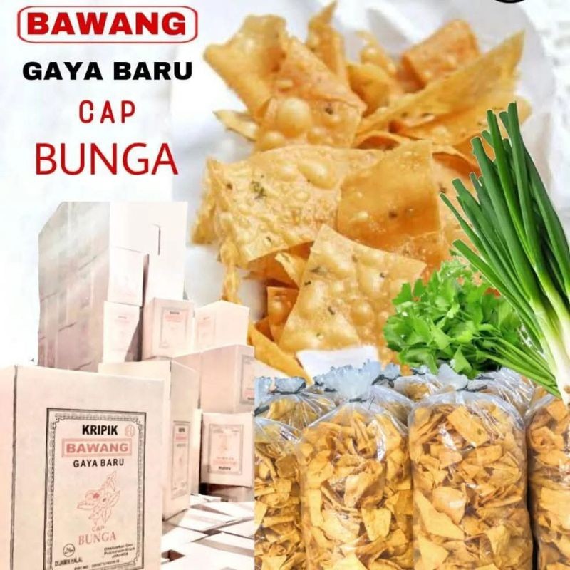 

Kripik BAWANG GAYA BARU Cap Bunga - Keripik Bawang Gaya Baru 900gr-+