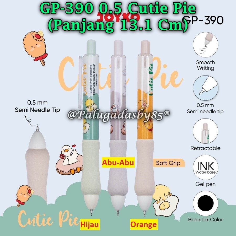 

(1 Biji) Gelpen JOYKO GP-390 Cutie Pie 0.5 mm Hitam / Gel Pen Pulpen Pena Joyko GP-390 (1 Biji)
