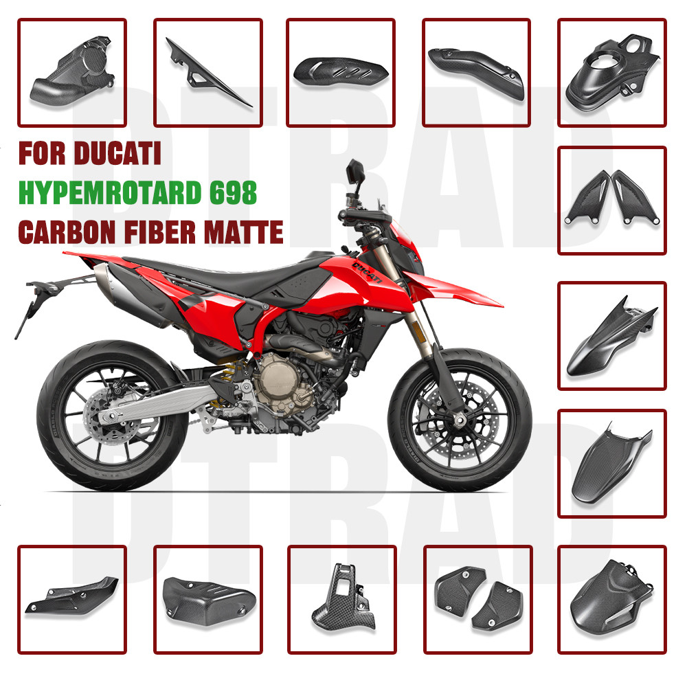 For DUCATI Hypermotard 698 Mono RVE 2024 2025 Real Carbon Fiber Body & Frame Full Fairing Kits Motor
