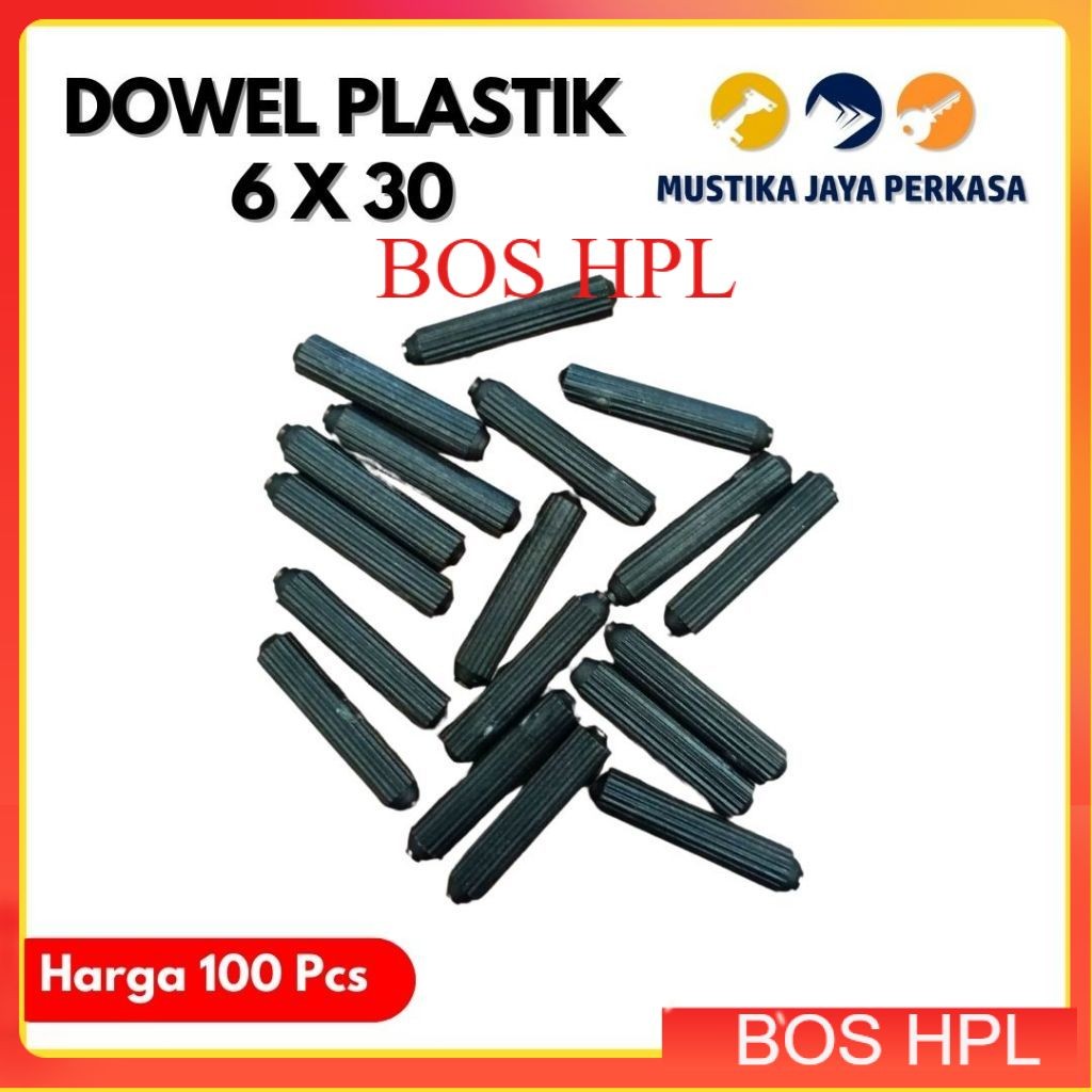 Dowel Plastik Hitam 6 x 30