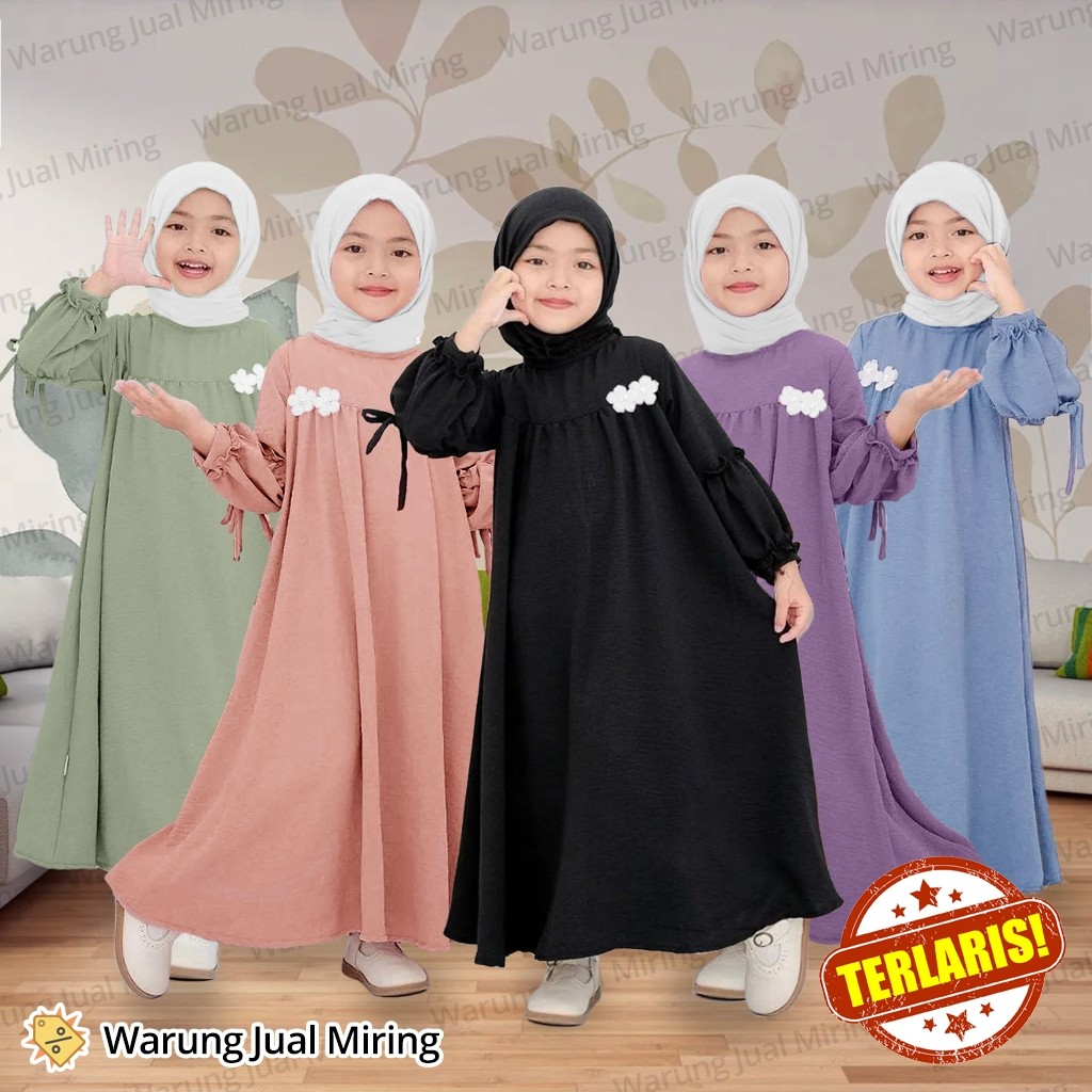 COD - Baju Gamis Anak Perempuan Sakura 2-12 Tahun Crinkle Airflow Dress Muslim Cewek Baju Harian Leb