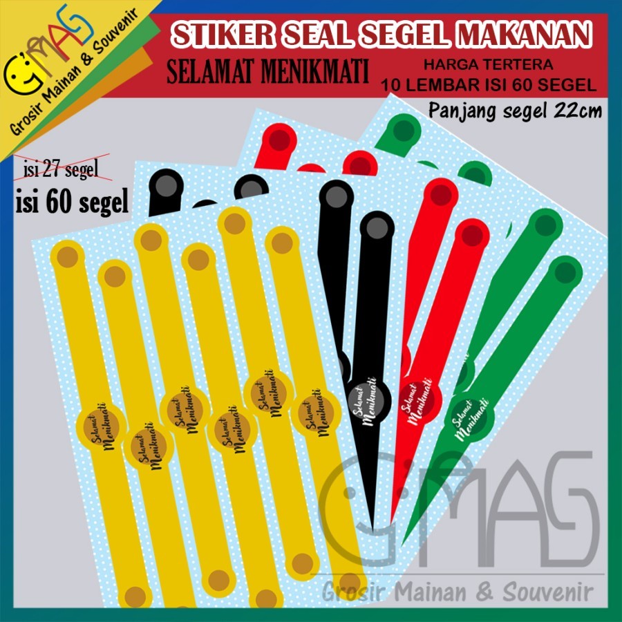 

Cetak Kilat - Sticker Seal SELAMAT MENIKMATI isi 60pcs uk. 2,5x22cm stiker segel