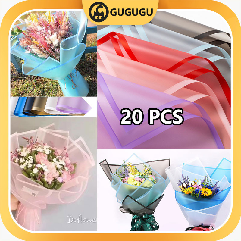 

【Ready】20 LEMBAR Flower Wrapping Paper Transparan List Kertas Buket Bunga Korea Cellophane