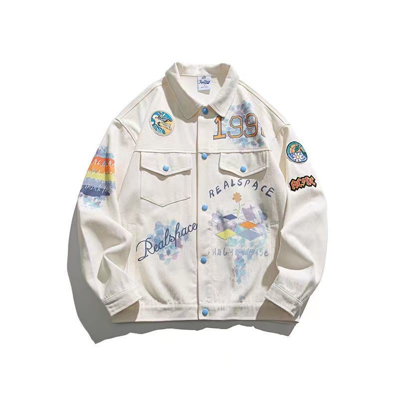 Graffiti printed denim jacket