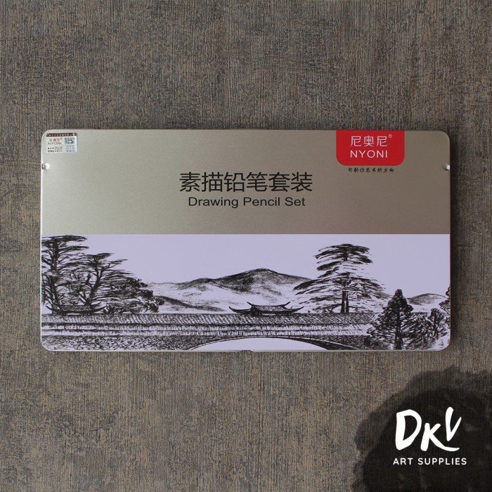 

PROMO!! -NYONI Sketch drawing pencil / pensil arang charcoal 29 pcs tin case