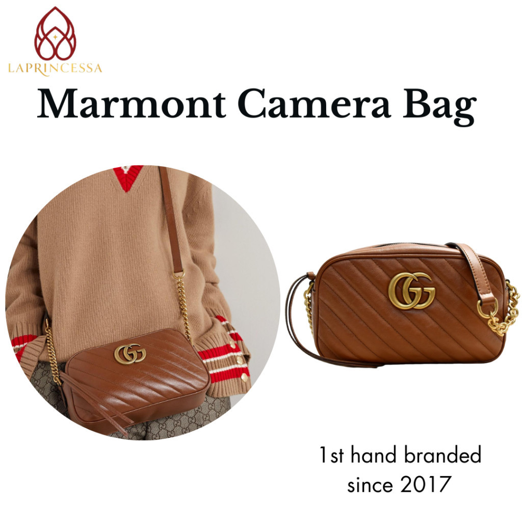 Tas Selempang Wanita Guci Camera Bag Marmont Small Bag / Sling Bag Wanita GG Marmont Metalasse Kulit