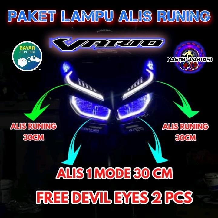 PAKET LAMPU ALIS  VARIO 125 150 RUNNING 2 MODE LAMPU VARIASI VARIO  LED ALIS VARIO 125 150 SEPAKET