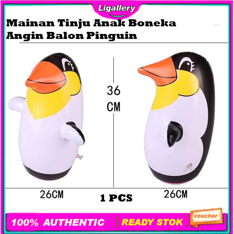 Mainan Balon Tinju Penguin Motif Karakter Tinju Tinjuan Samsak Anak Boneka Angin Berdiri Pinguin