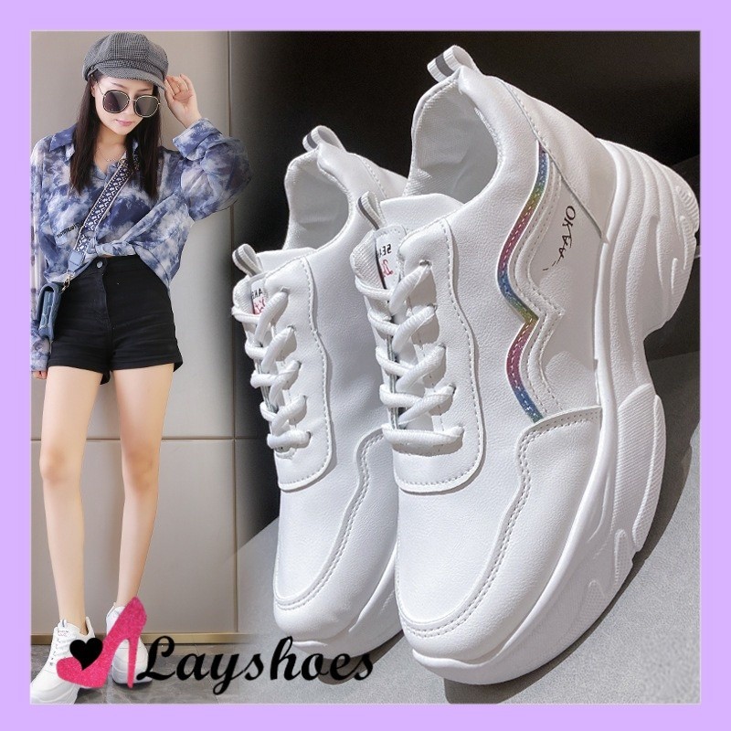 LAYSHOES SEPATU  KEKINIAN Sepatu Cewek Sneakers Tinggi Spatu Putih Wanita Import Terbaru  Sneaker Ol